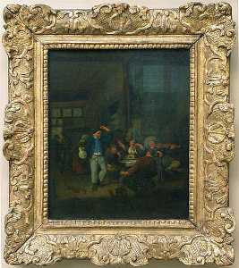 Cornelis Dusart - Intérieurデキャバレー Le danseu..
